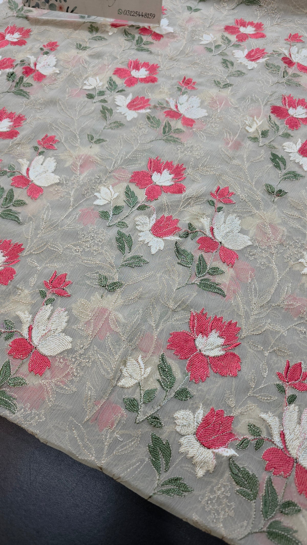 Chiffon allover embroidered shirt and duppatta