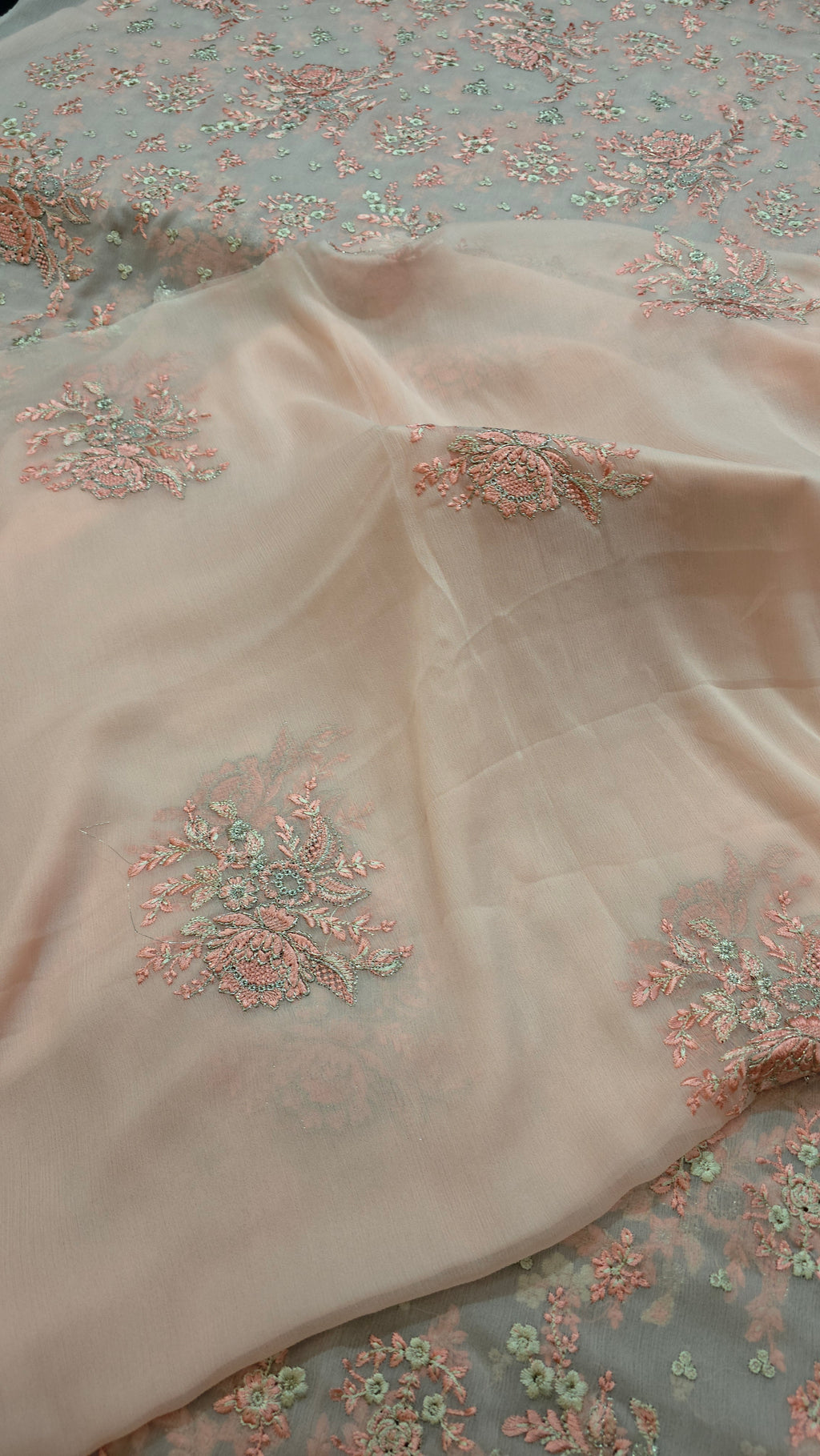Chiffon allover embroidered shirt and duppatta