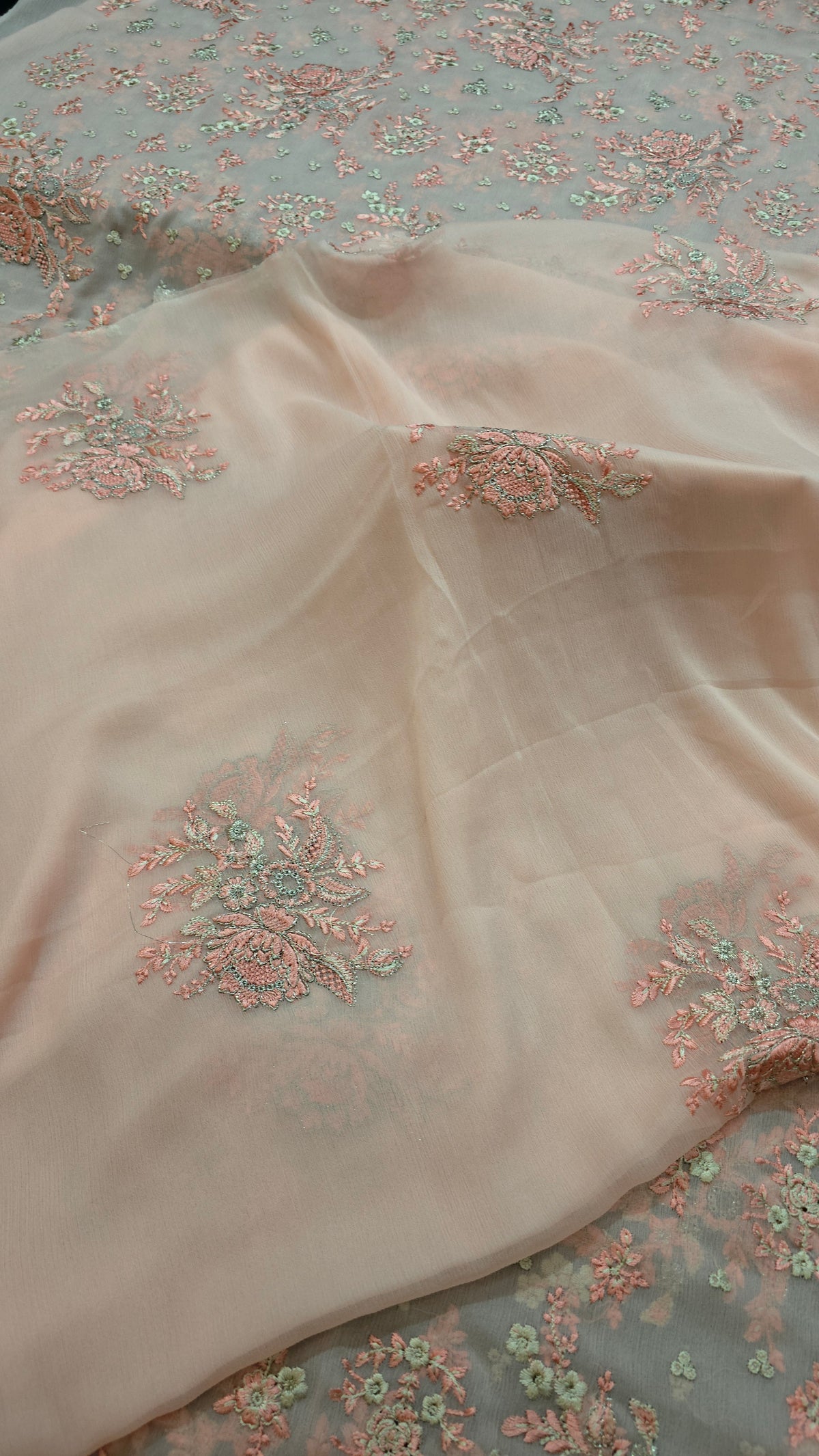 Chiffon allover embroidered shirt and duppatta