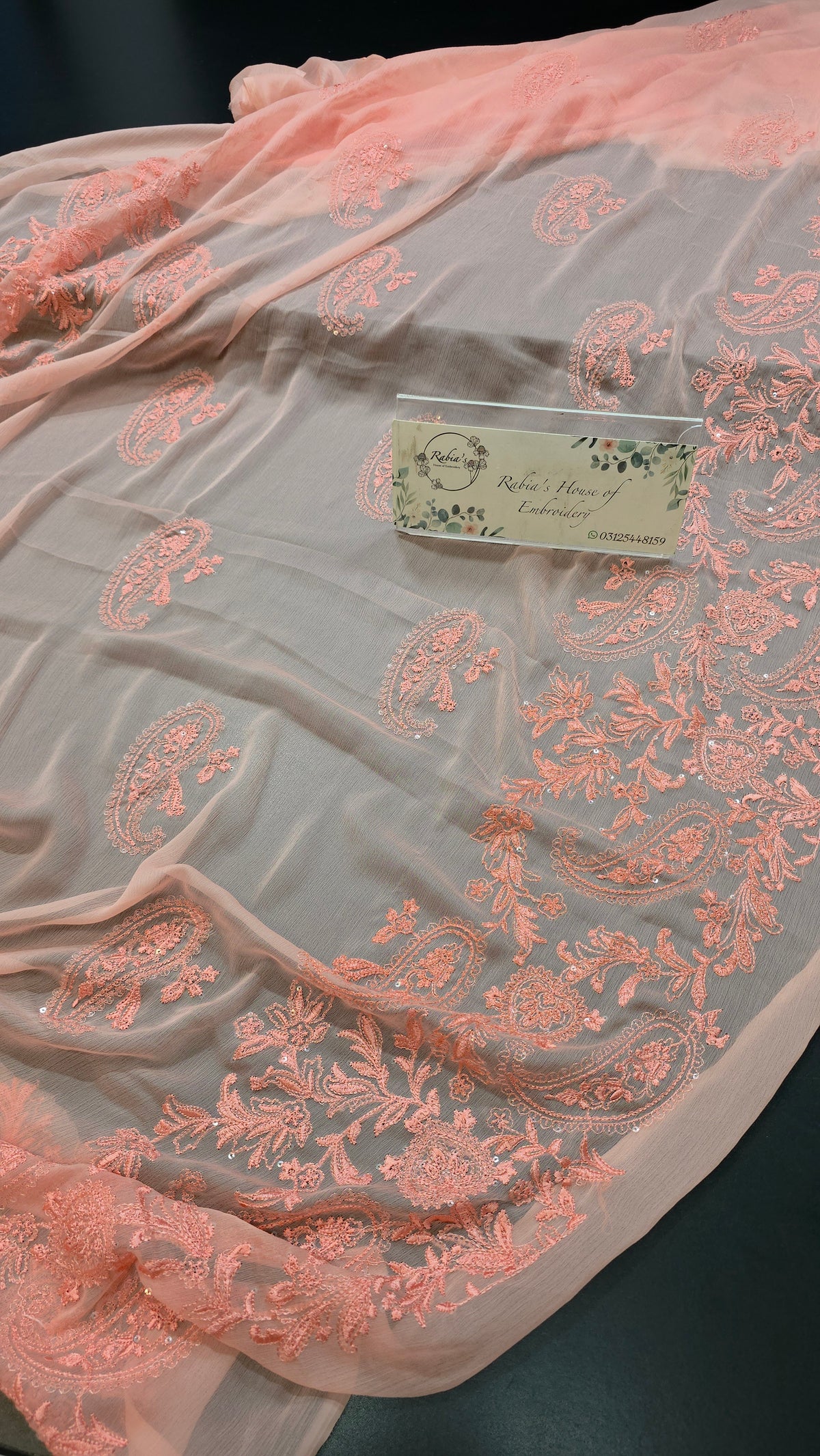 Chiffon allover embroidered shirt and duppatta