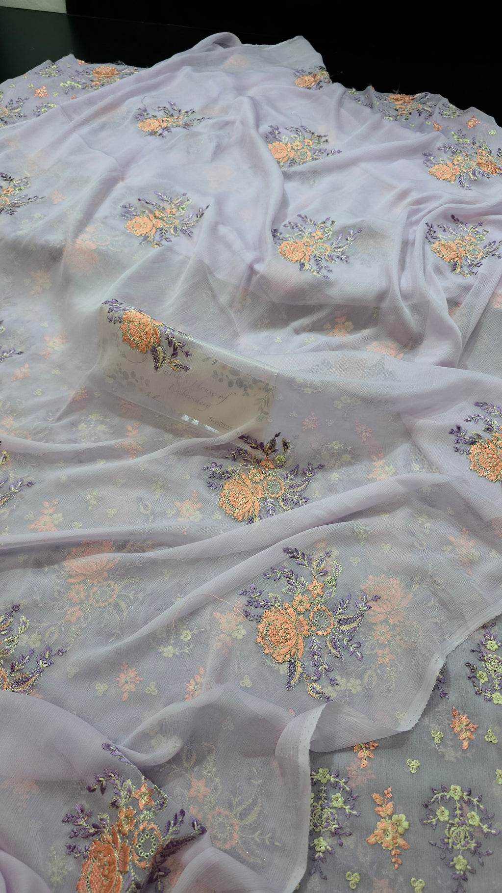 Chiffon allover embroidered shirt and duppatta