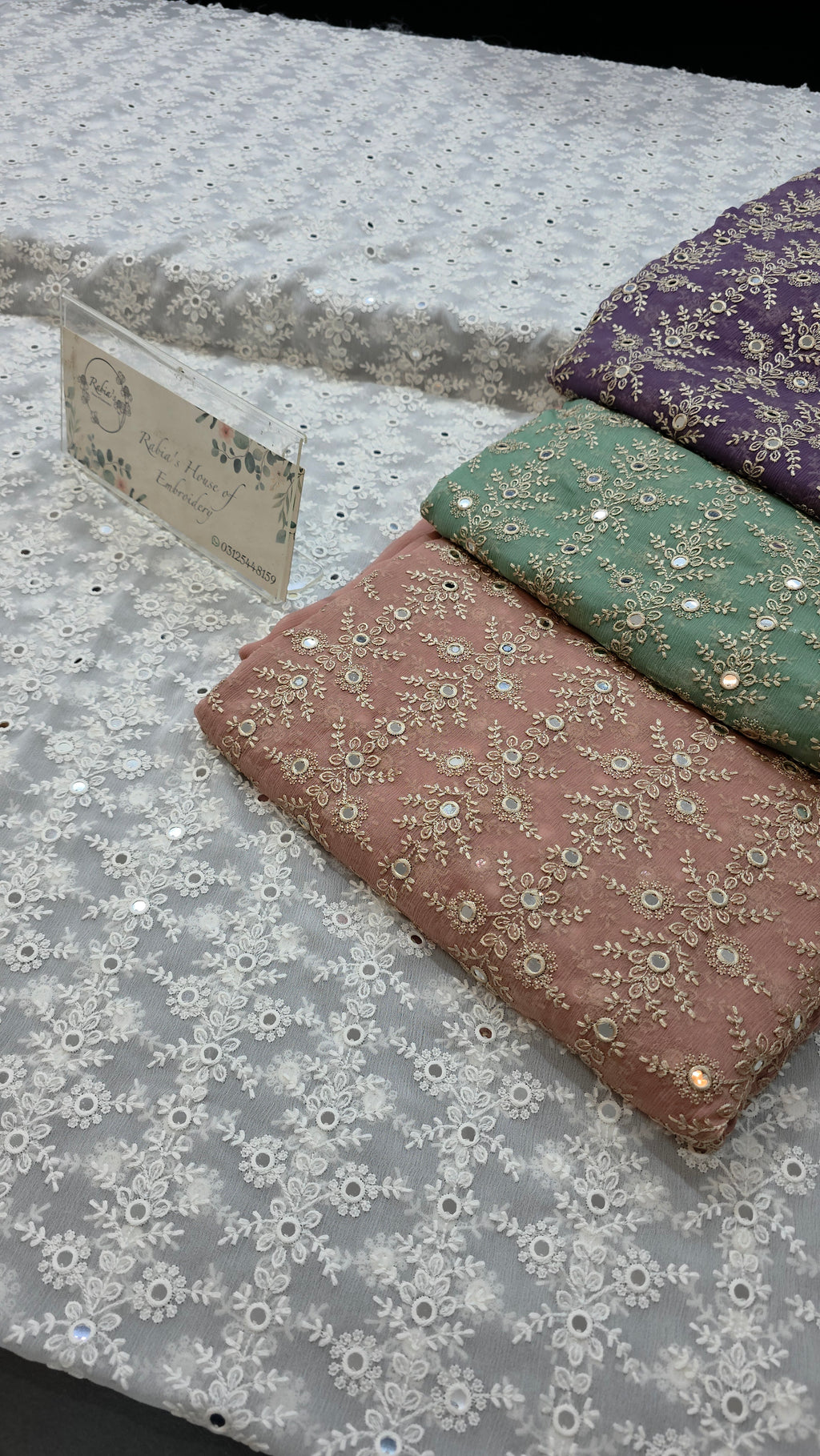 Chiffon allover embroidered shirt and duppatta