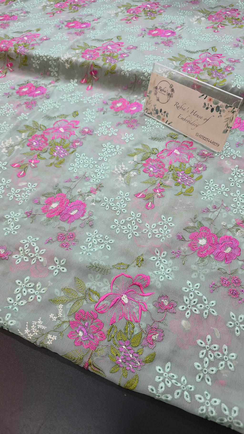 Chiffon allover embroidered shirt and duppatta