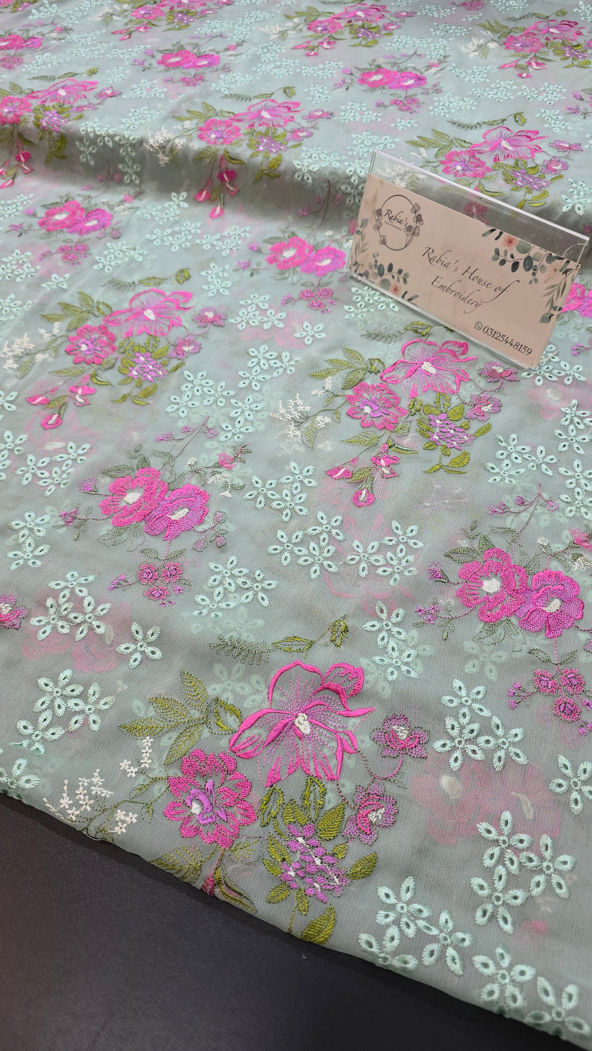 Chiffon allover embroidered shirt and duppatta
