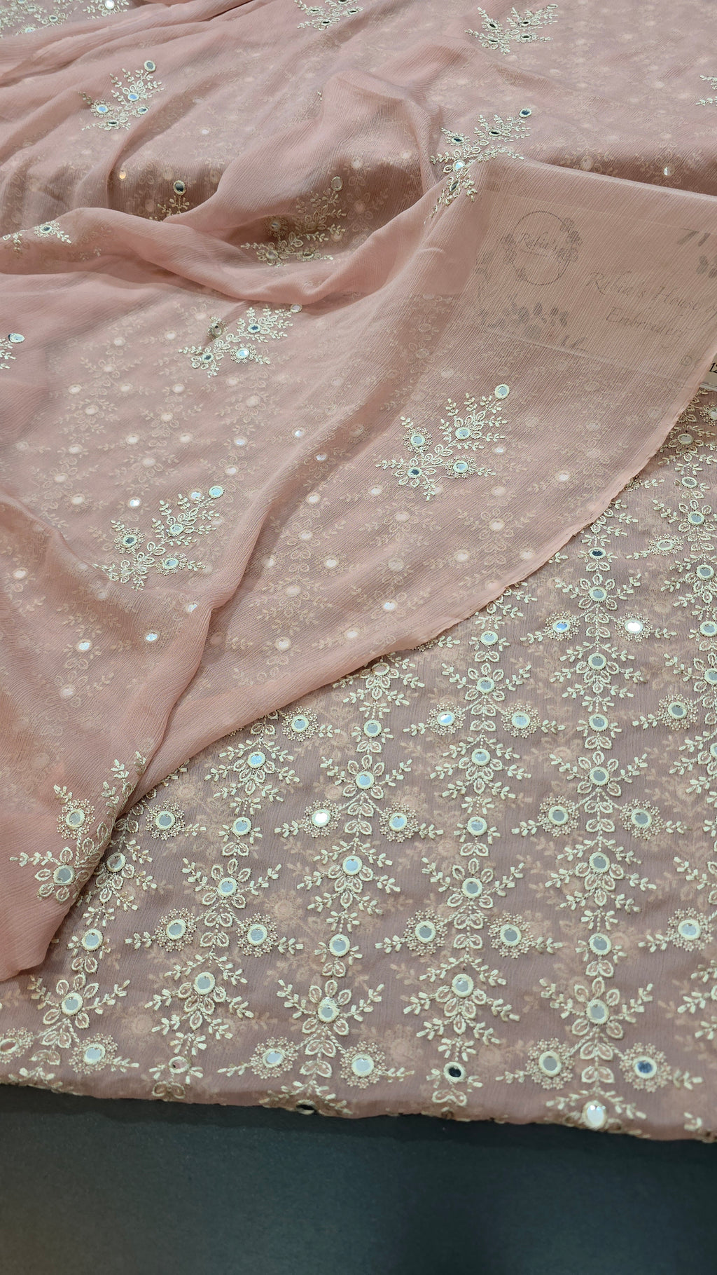Chiffon allover embroidered shirt and duppatta
