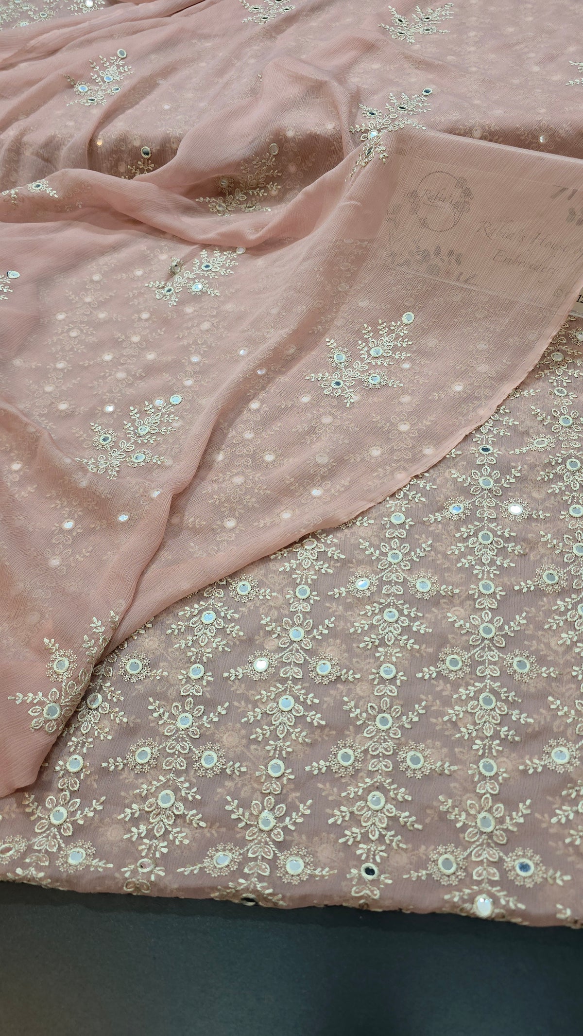 Chiffon allover embroidered shirt and duppatta
