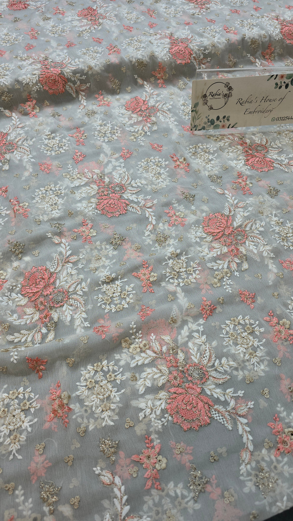 Chiffon allover embroidered shirt and duppatta