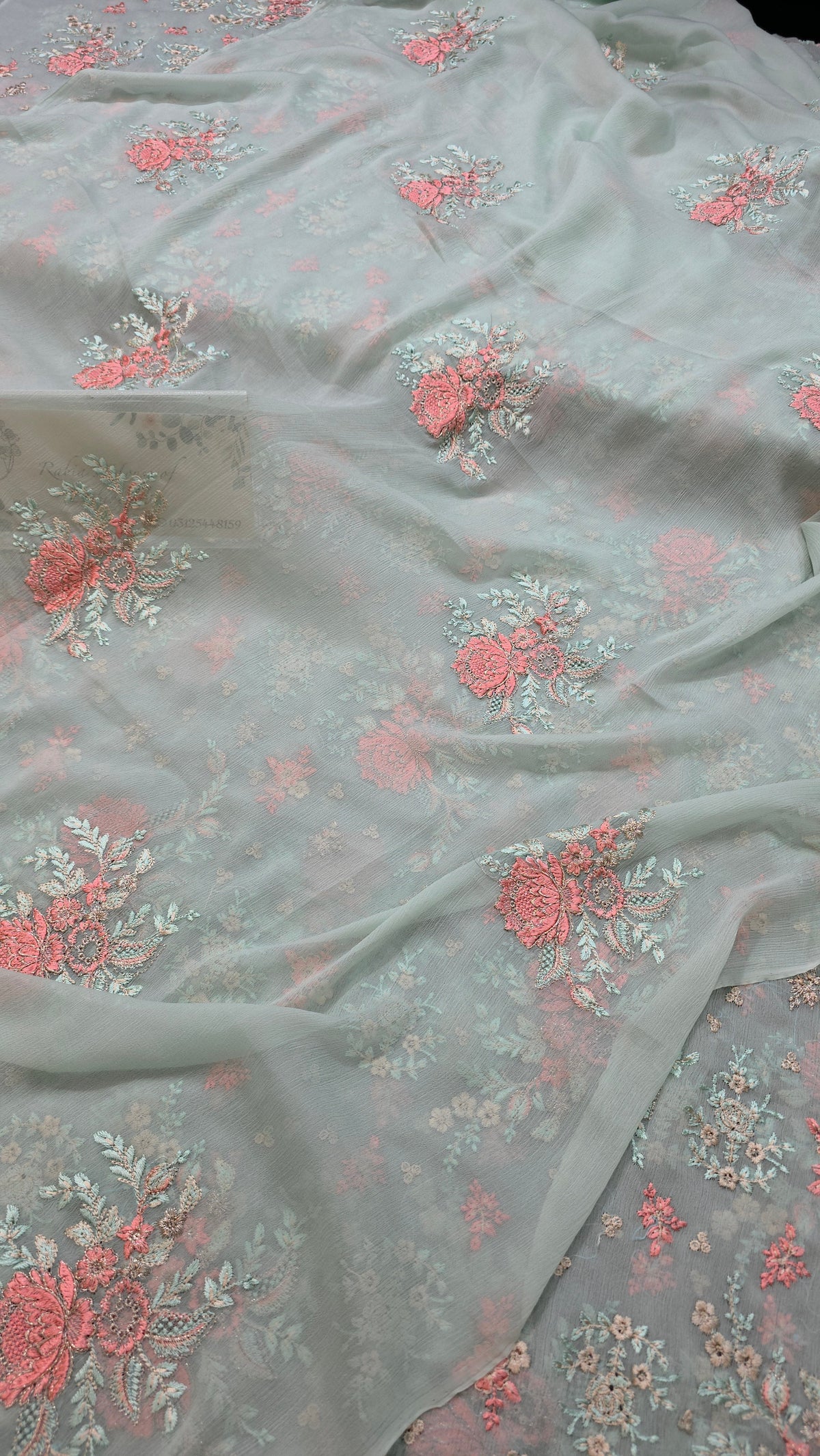 Chiffon allover embroidered shirt and duppatta