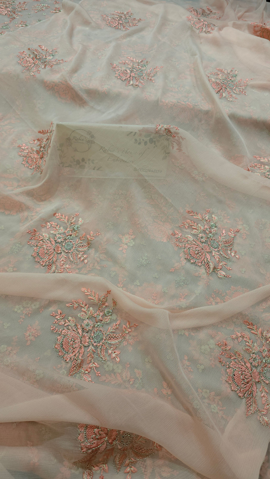 Chiffon allover embroidered shirt and duppatta