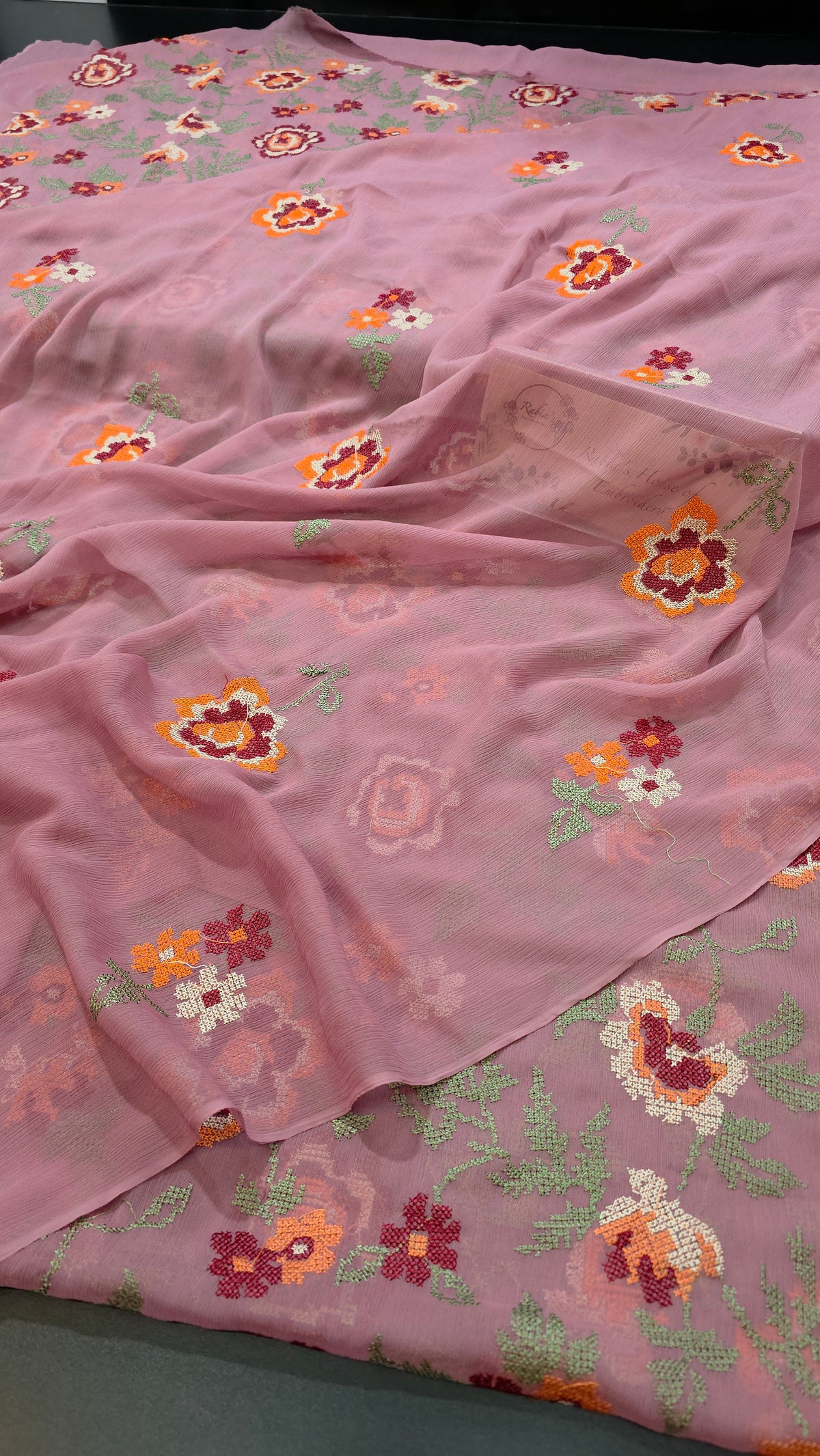 Chiffon allover embroidered shirt &  duppatta