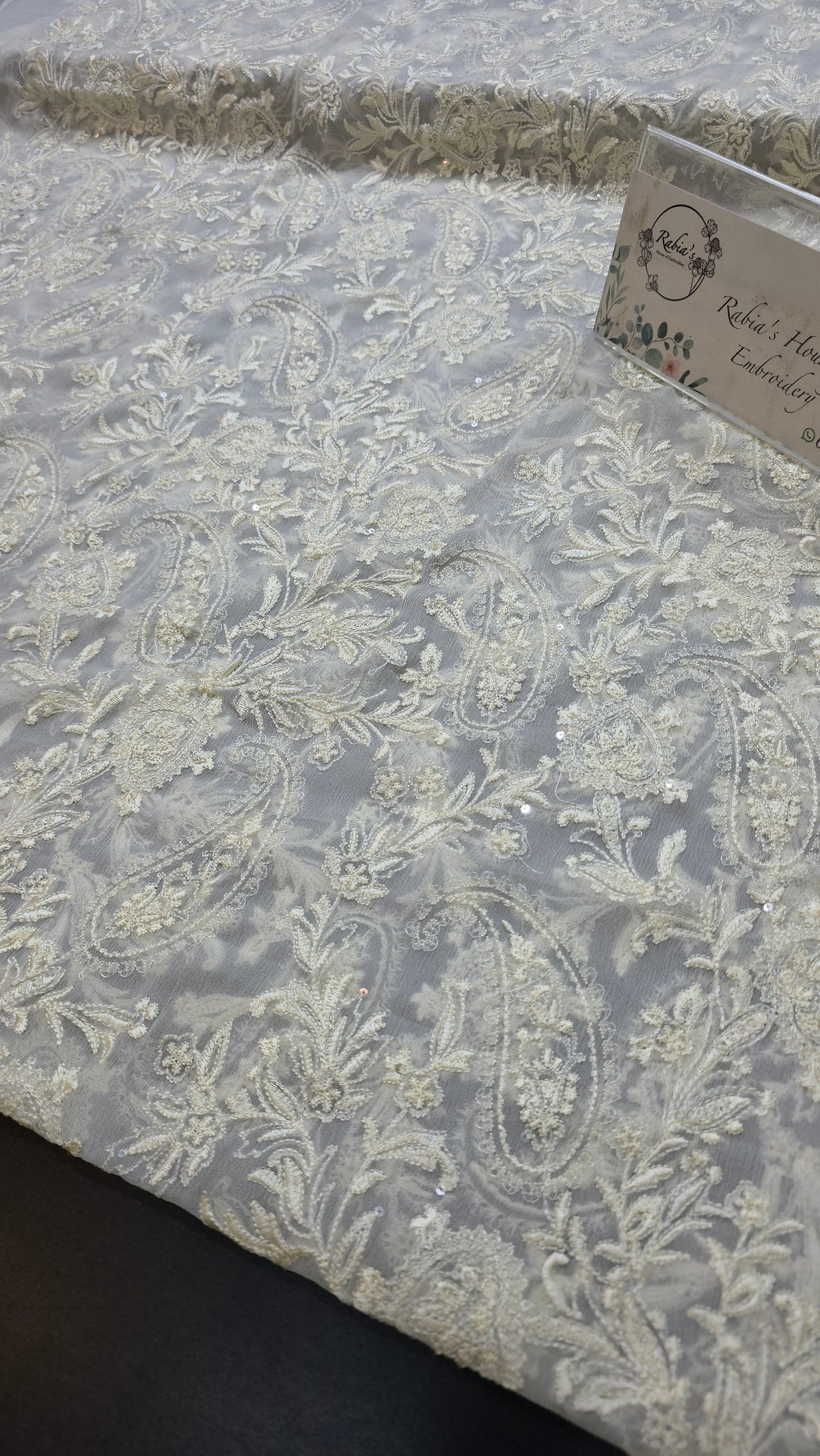 Chiffon allover embroidered shirt and duppatta (LIME)