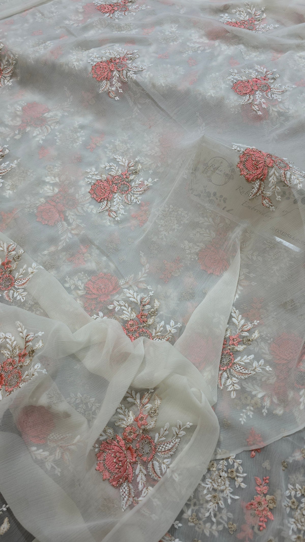 Chiffon allover embroidered shirt and duppatta
