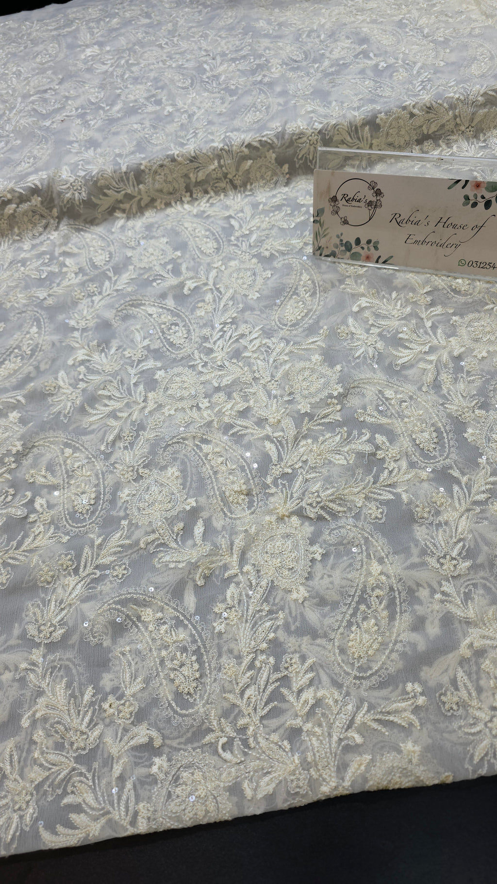 Chiffon allover embroidered shirt and duppatta (LIME)