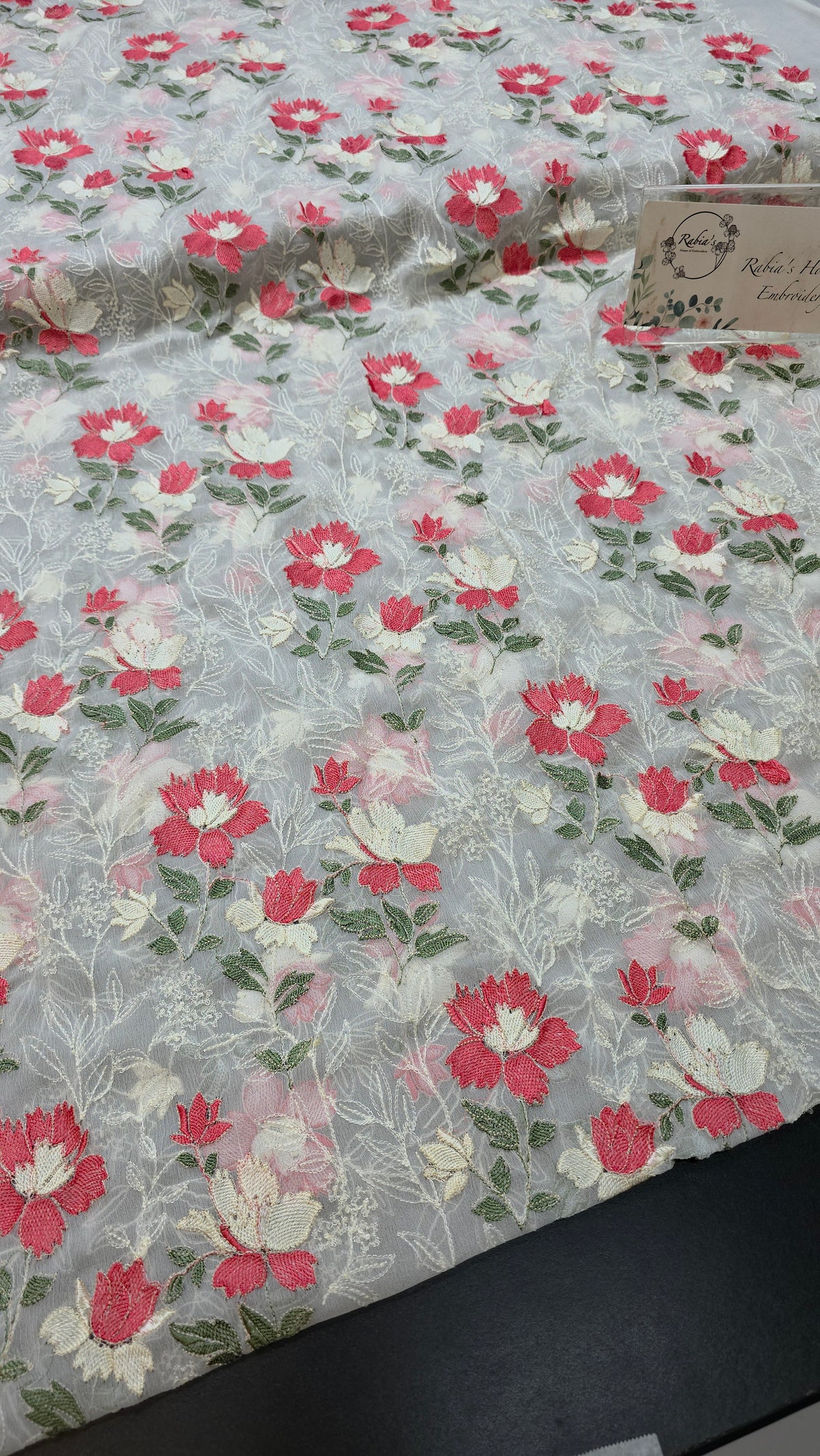 Chiffon allover embroidered shirt and duppatta