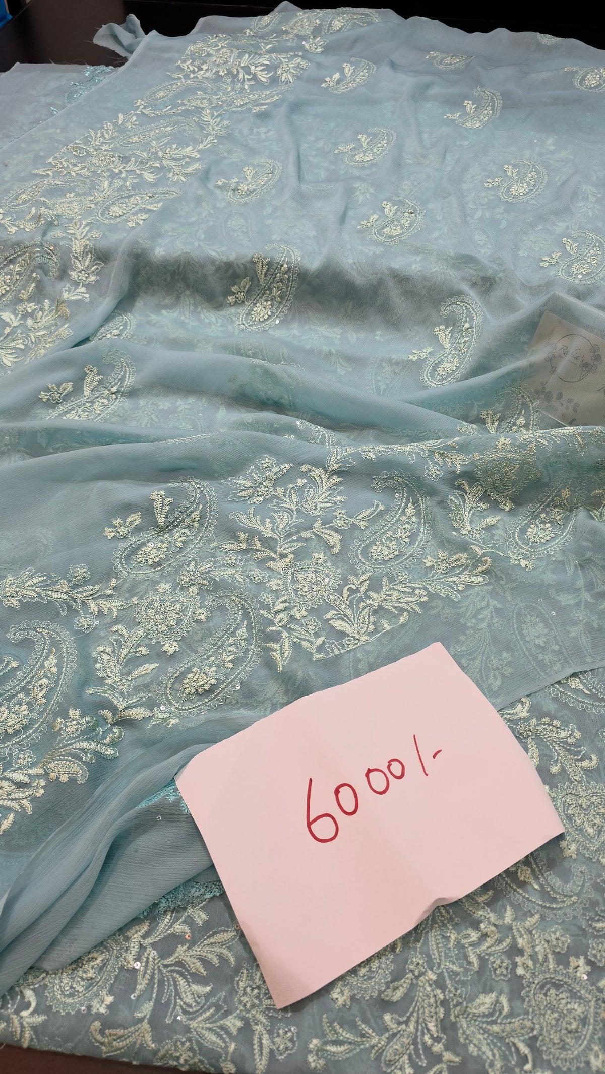 Chiffon allover embroidered shirt and duppatta