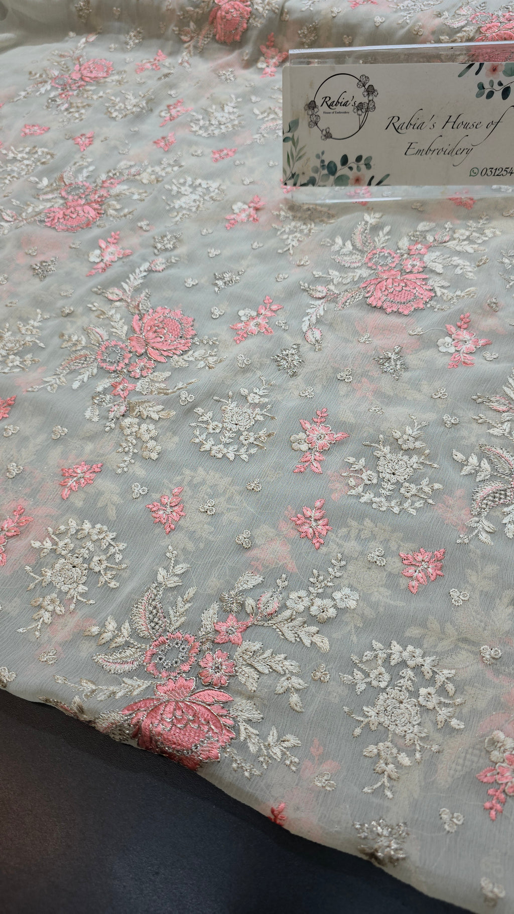Chiffon allover embroidered shirt and duppatta