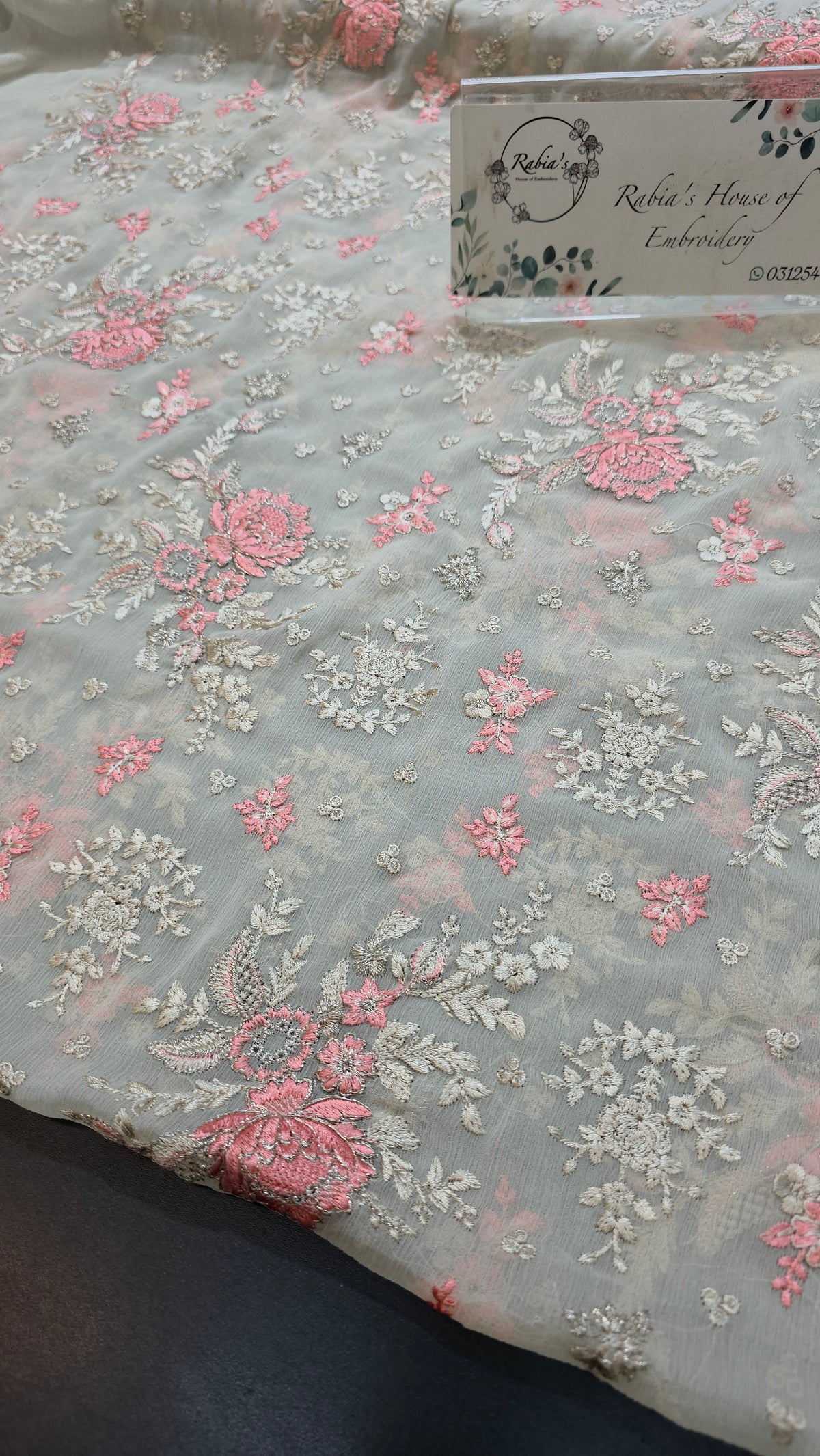 Chiffon allover embroidered shirt and duppatta