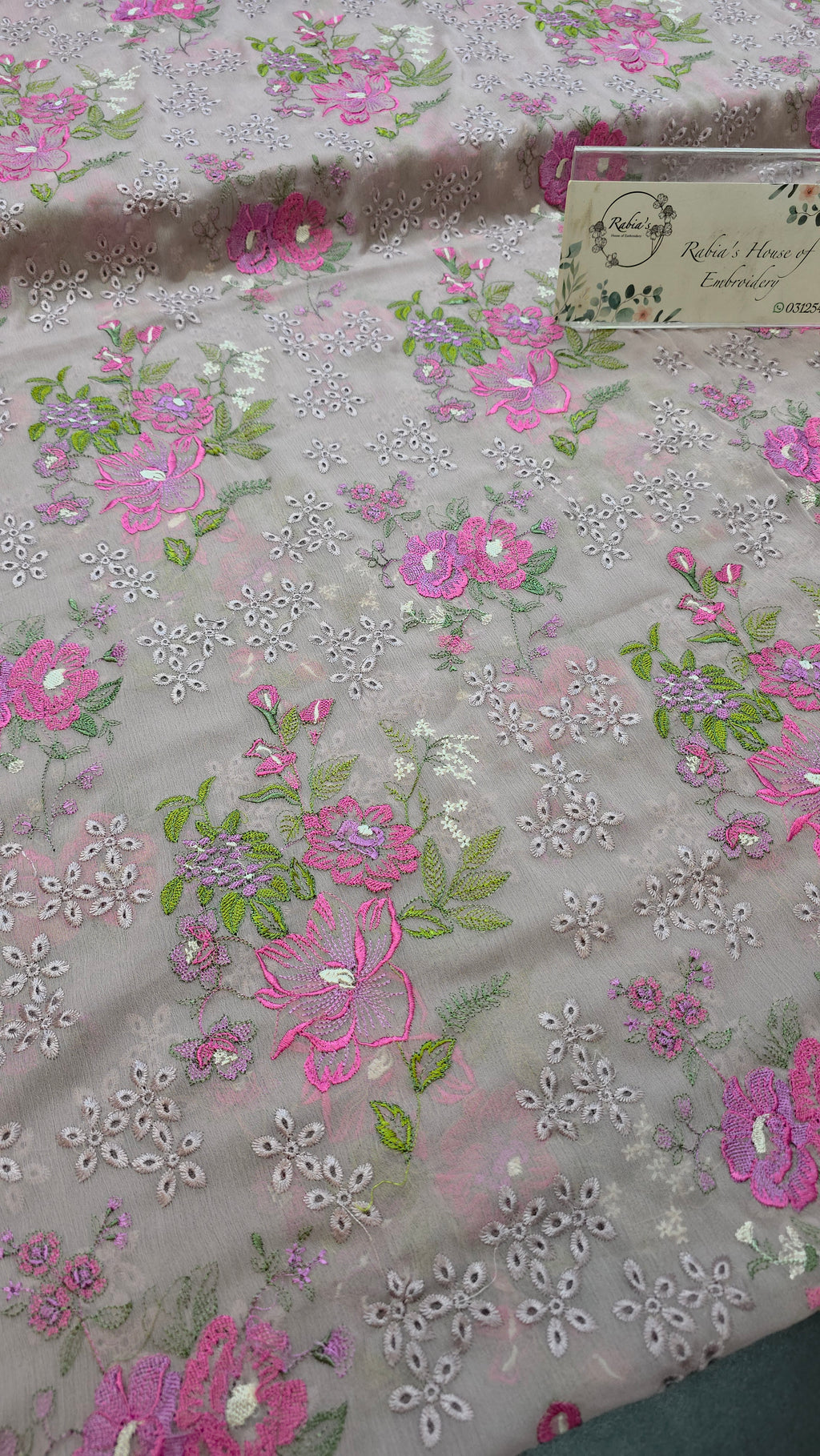 Chiffon allover embroidered shirt and duppatta