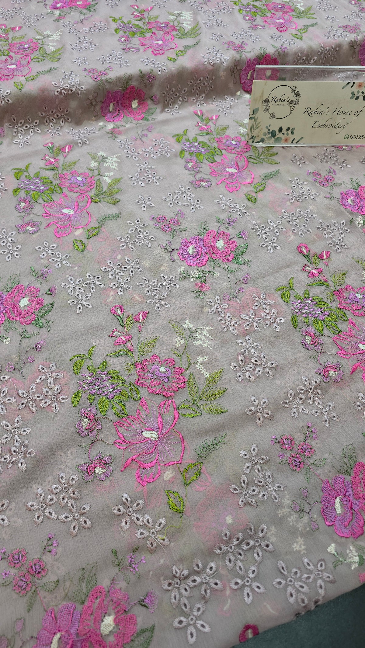 Chiffon allover embroidered shirt and duppatta