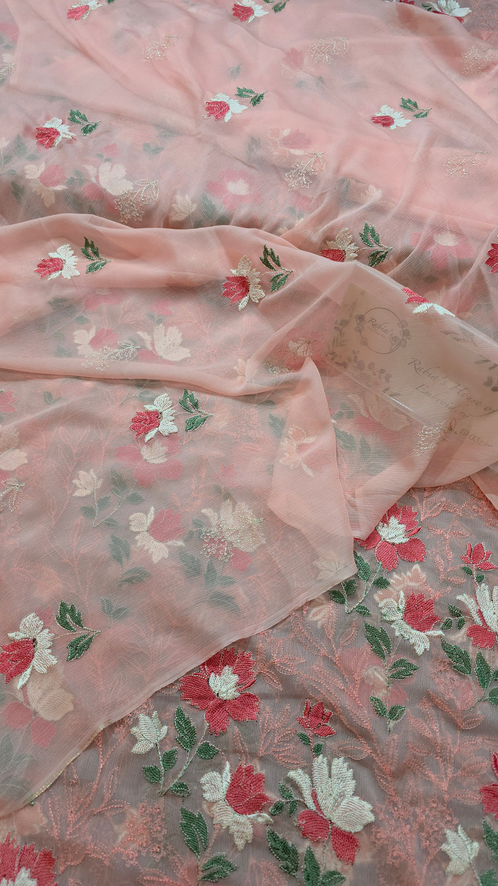Chiffon allover embroidered shirt and duppatta