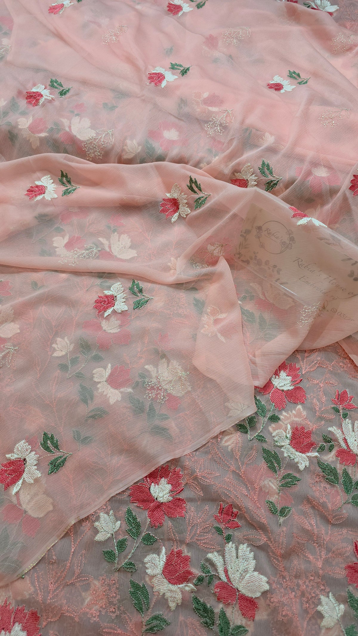 Chiffon allover embroidered shirt and duppatta