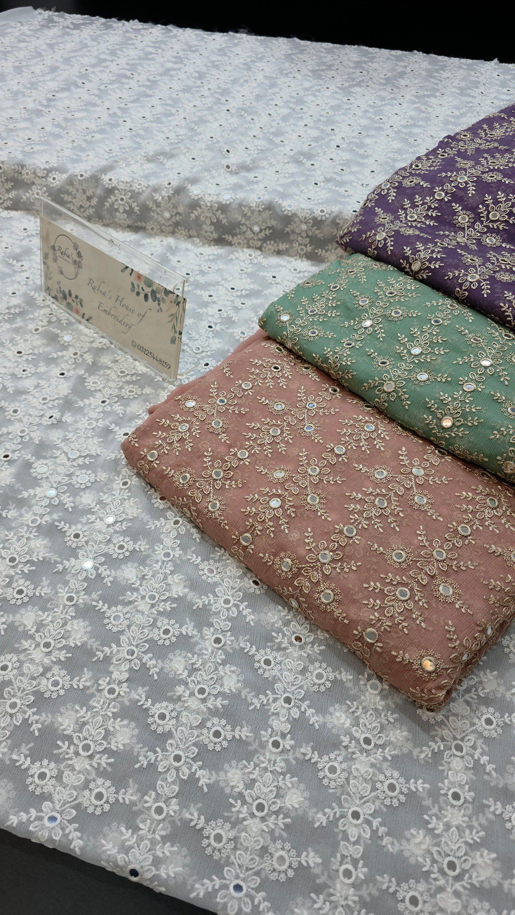 Chiffon allover embroidered shirt and duppatta