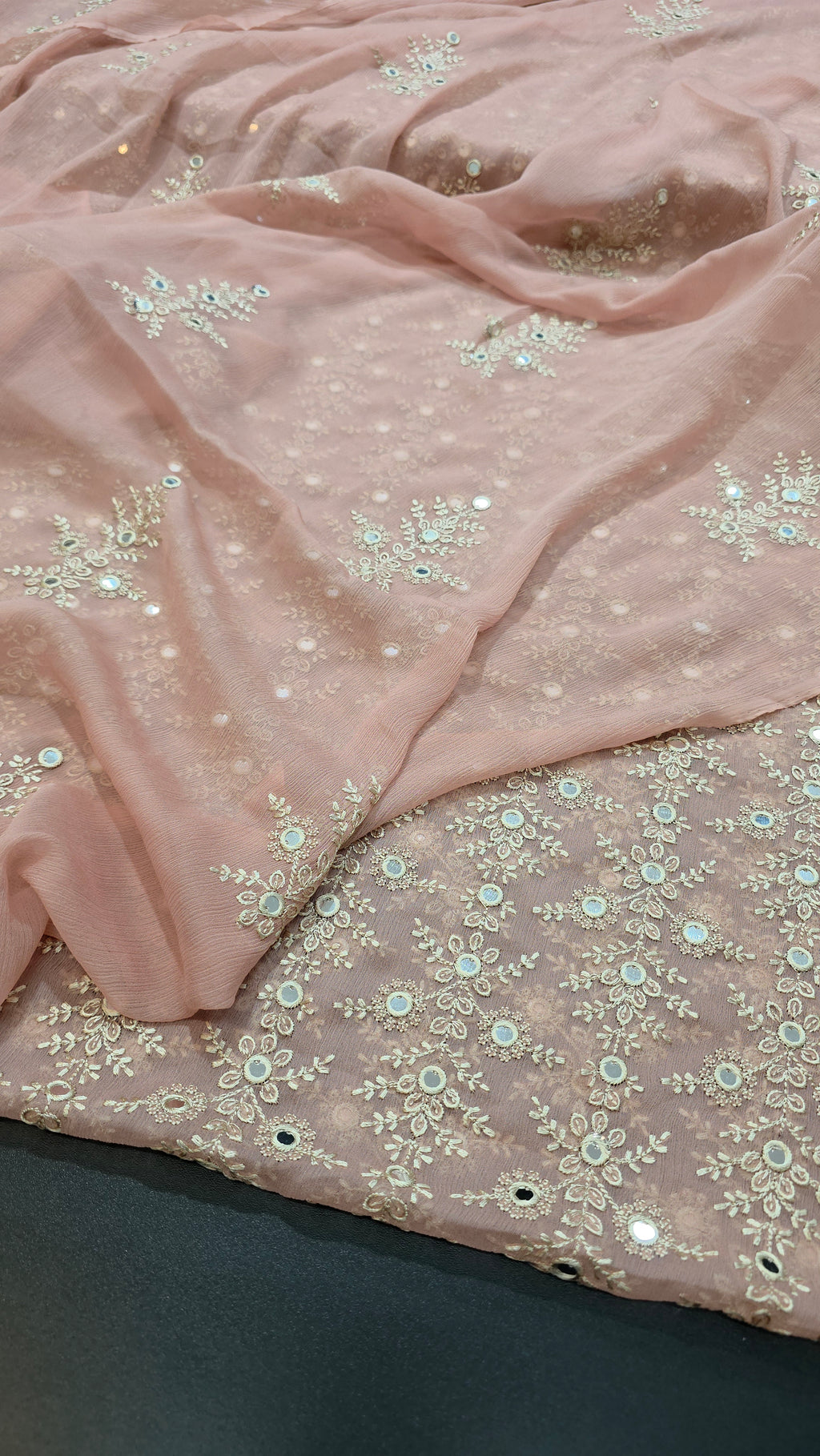 Chiffon allover embroidered shirt and duppatta