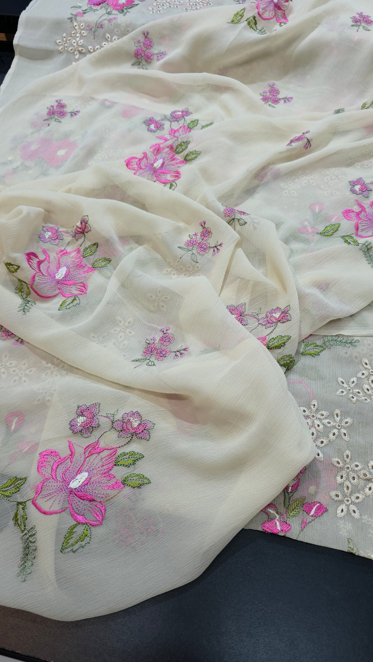 Chiffon allover embroidered shirt and duppatta