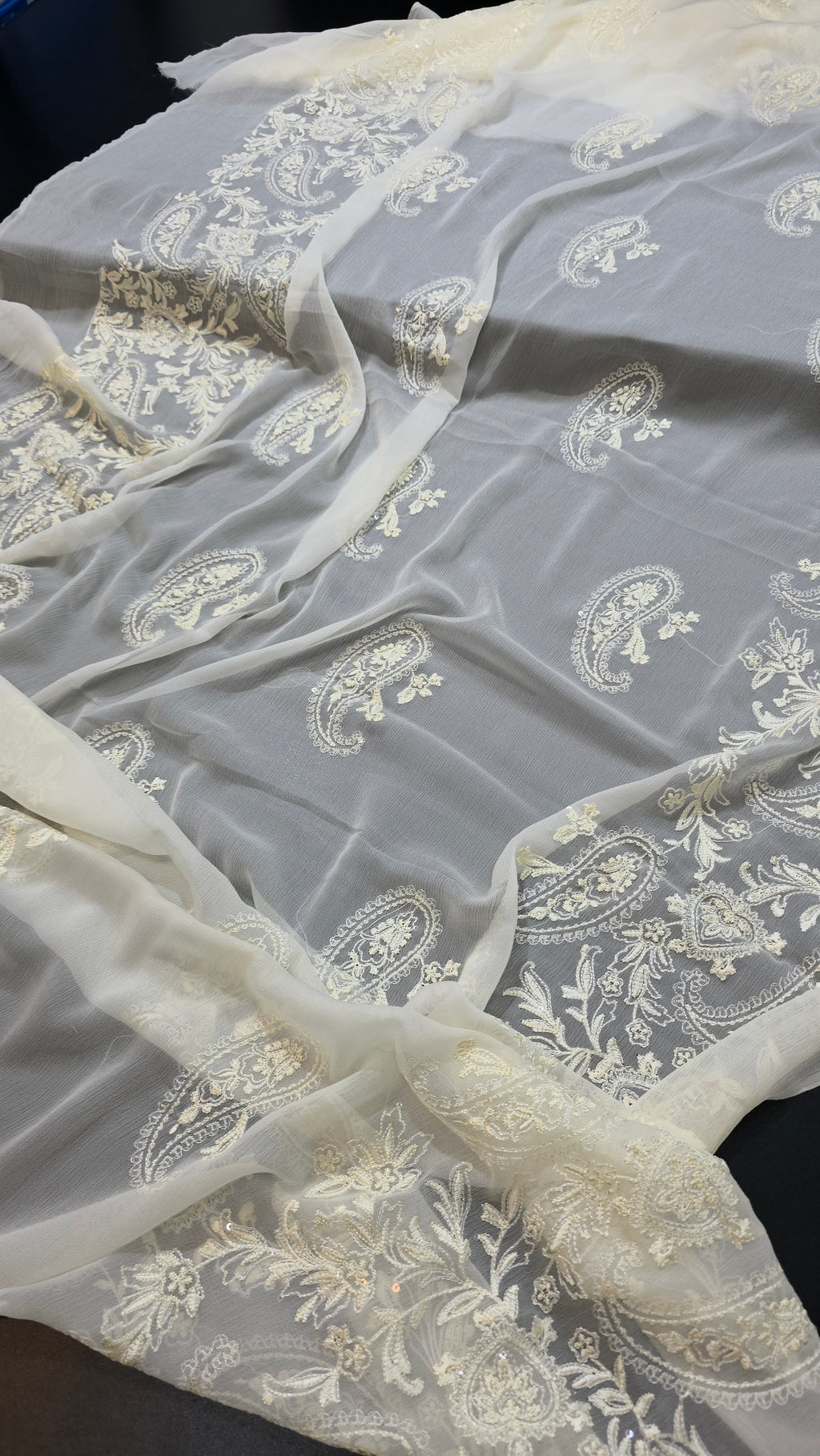 Chiffon allover embroidered shirt and duppatta (LIME)