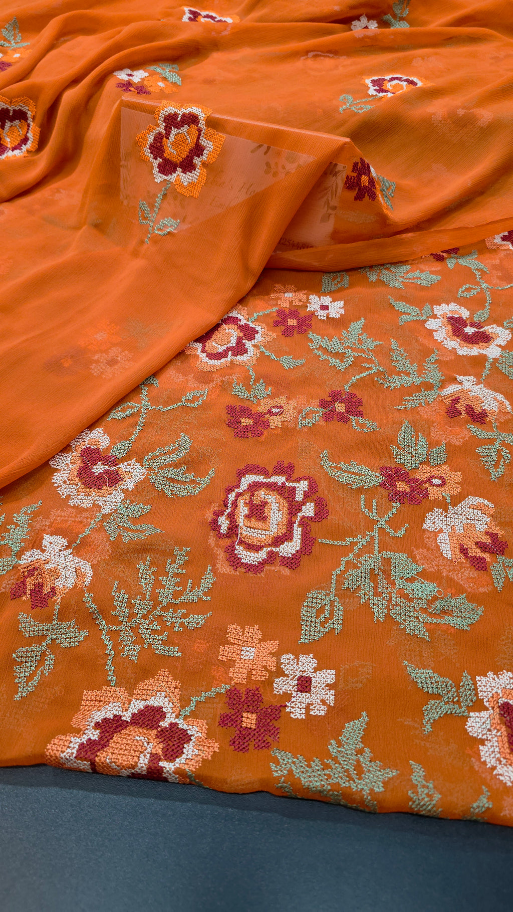 Chiffon allover embroidered shirt and duppatta
