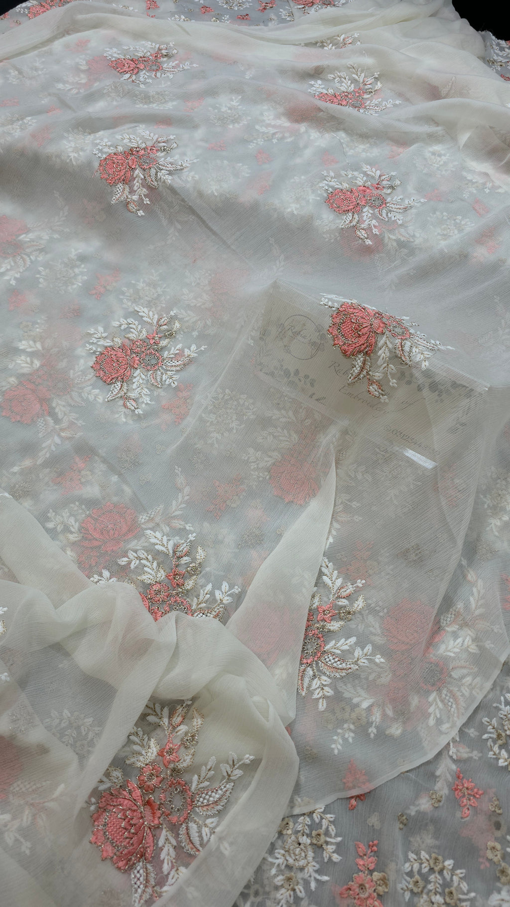 Chiffon allover embroidered shirt and duppatta