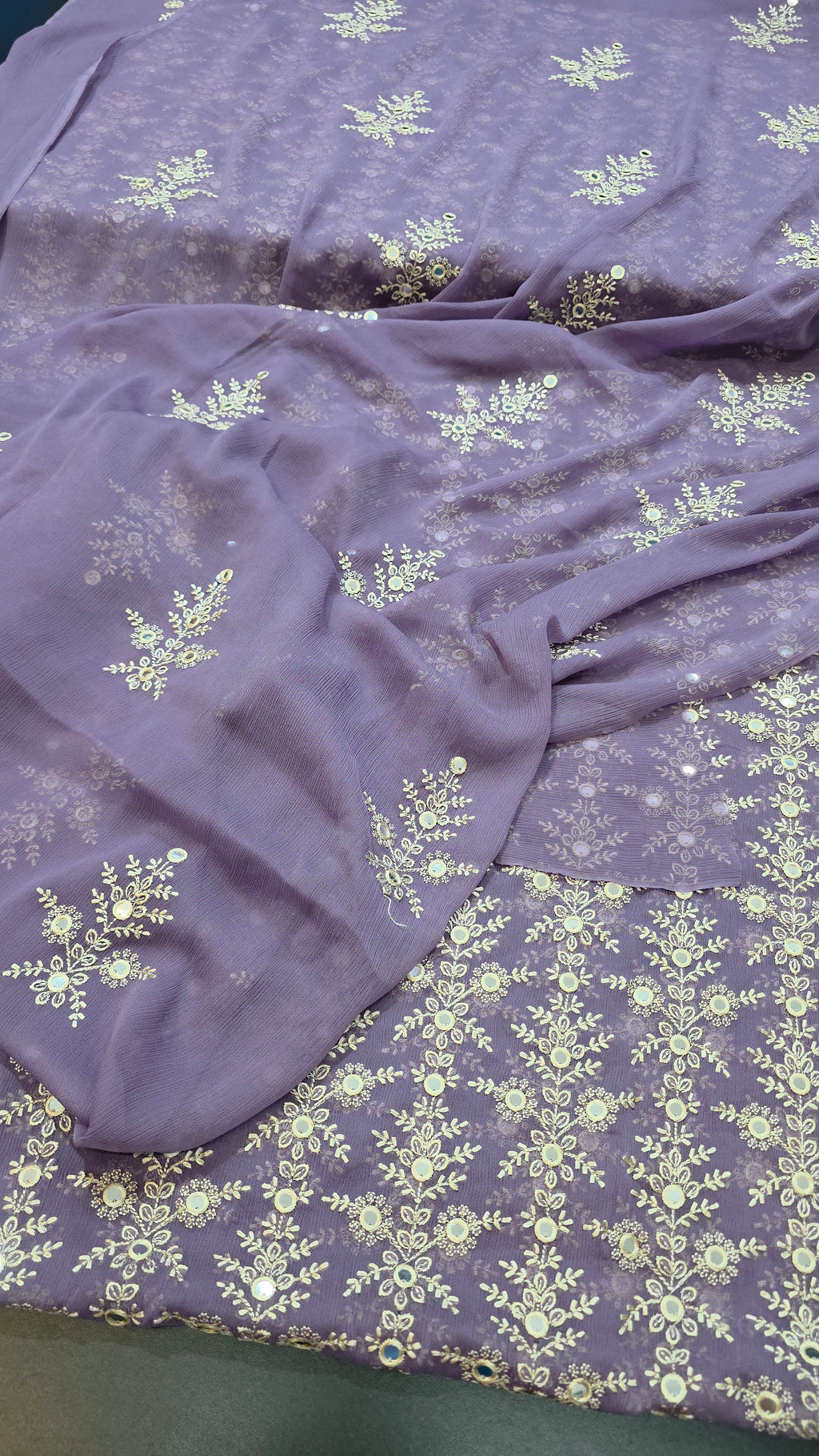 Chiffon allover embroidered shirt and duppatta