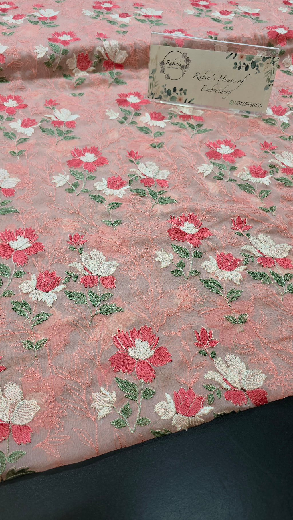 Chiffon allover embroidered shirt and duppatta