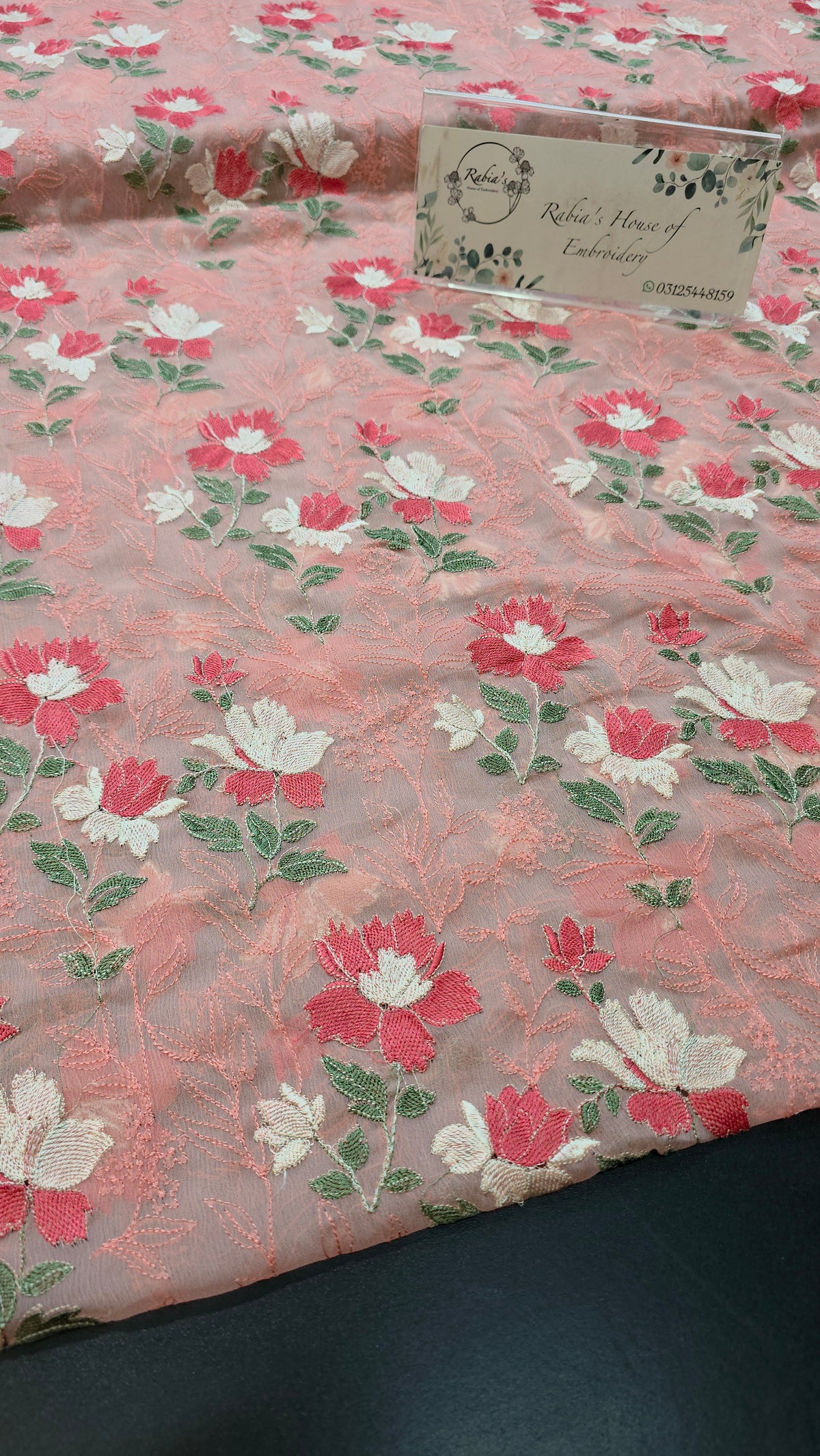 Chiffon allover embroidered shirt and duppatta