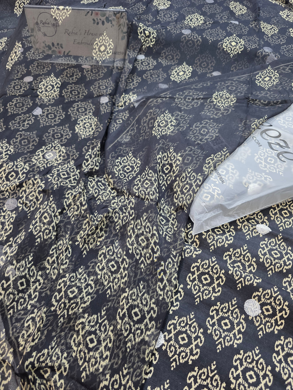 Bareeze printed plus embroidered khadder