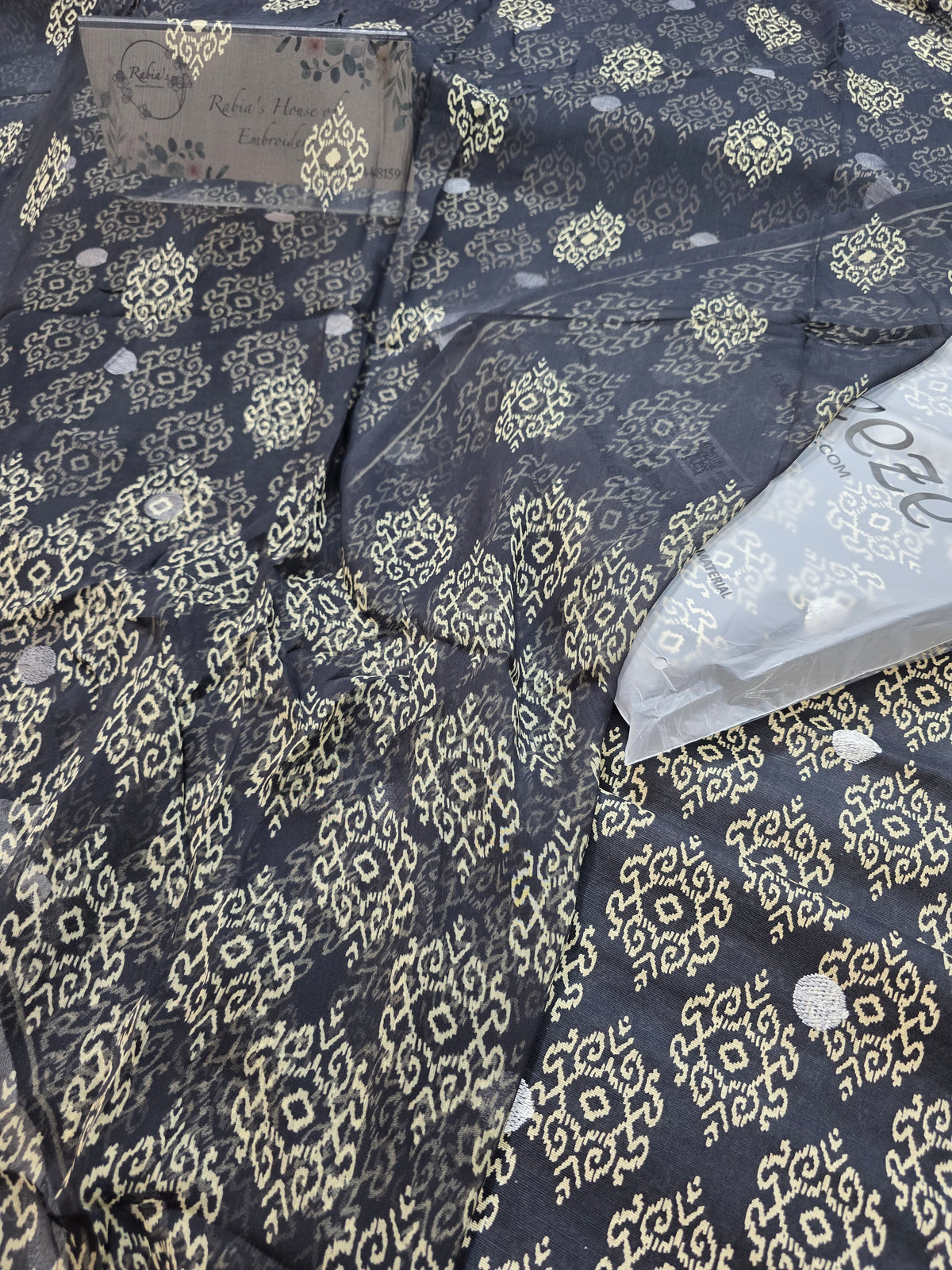 Bareeze printed plus embroidered khadder