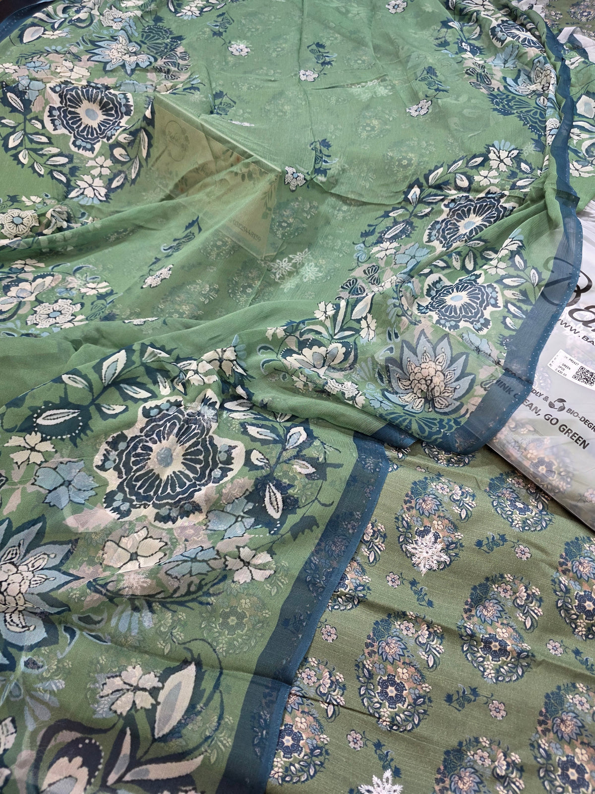 Bareeze printed plus embroidered khadder