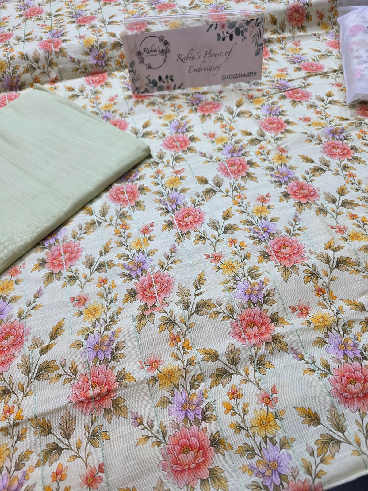 Bareeze printed plus embroidered khadder