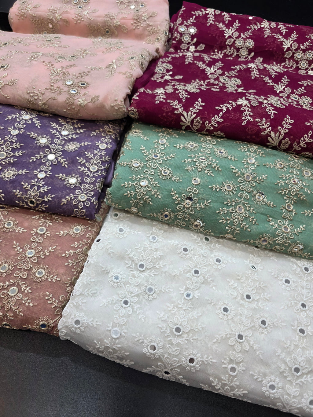 Chiffon allover embroidered shirt and duppatta