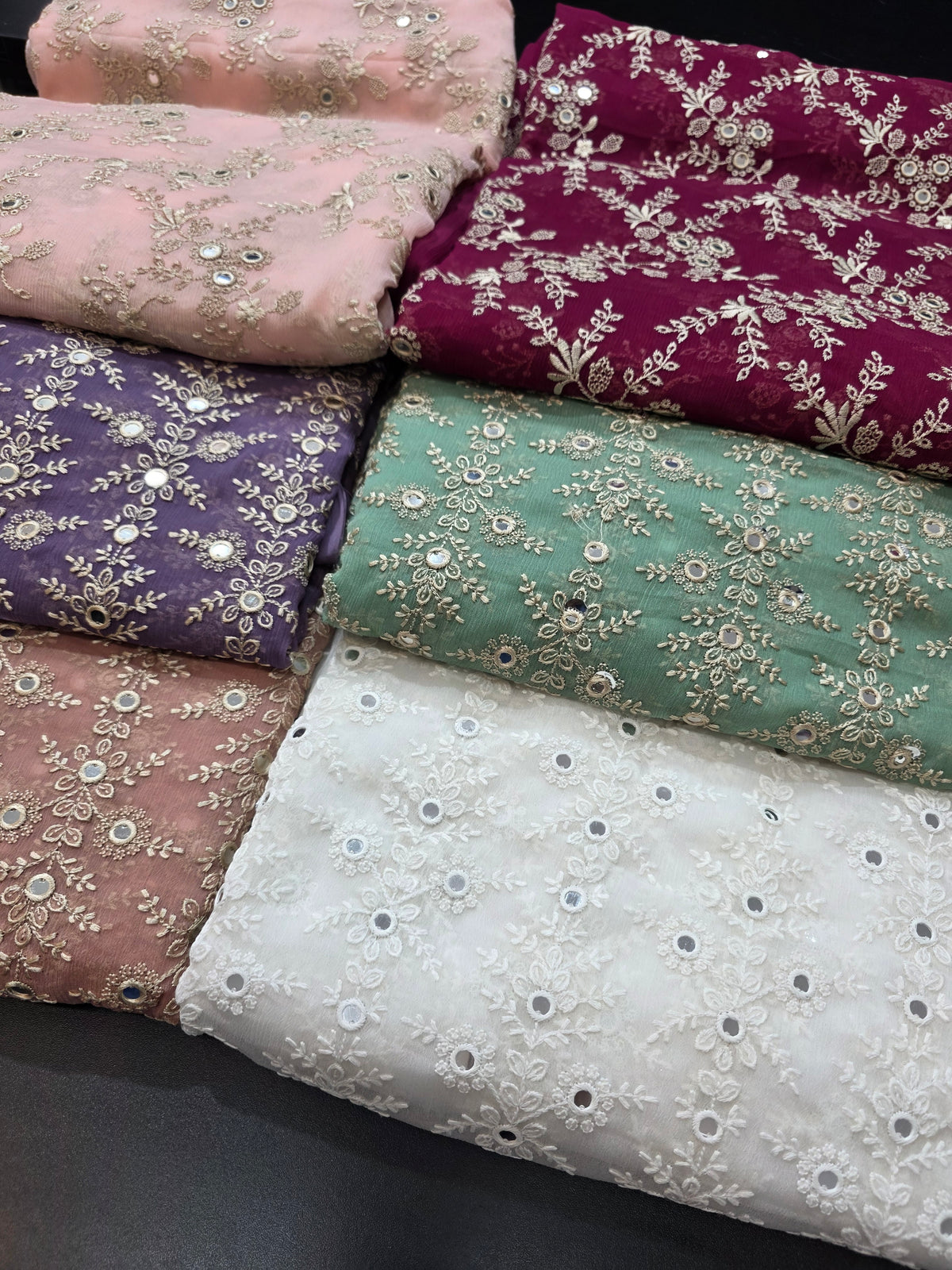Chiffon allover embroidered shirt and duppatta