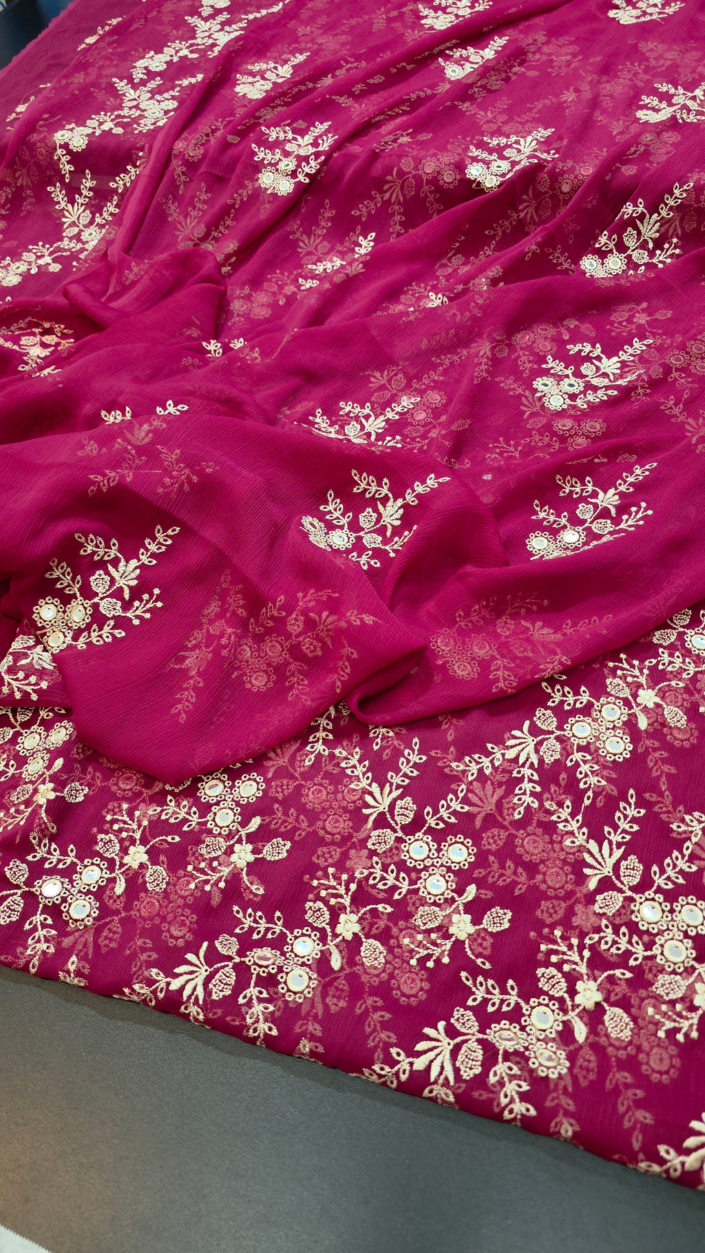 Chiffon allover embroidered shirt and duppatta