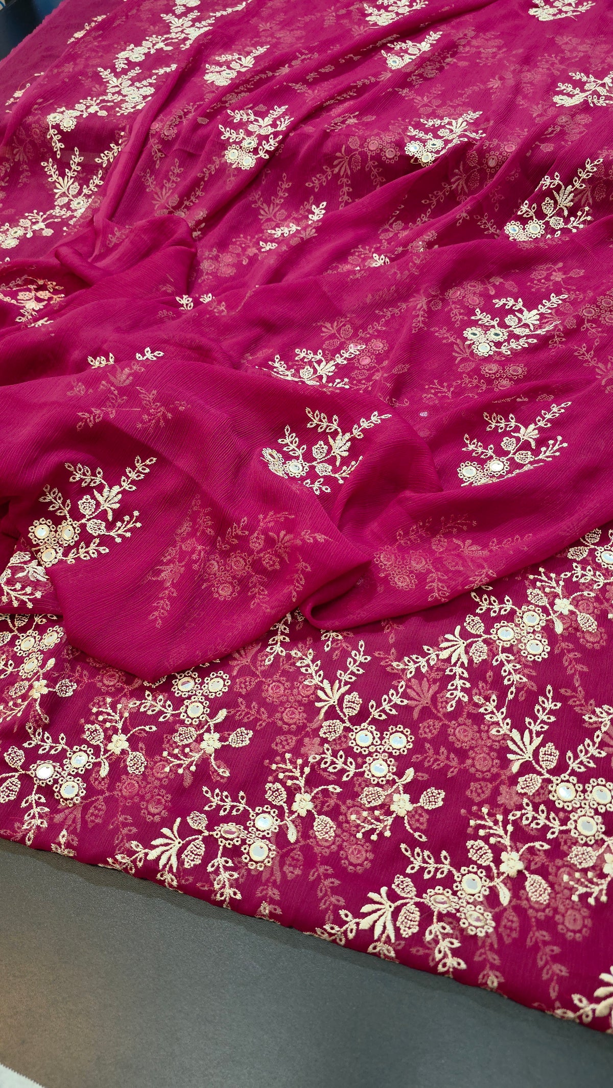 Chiffon allover embroidered shirt and duppatta