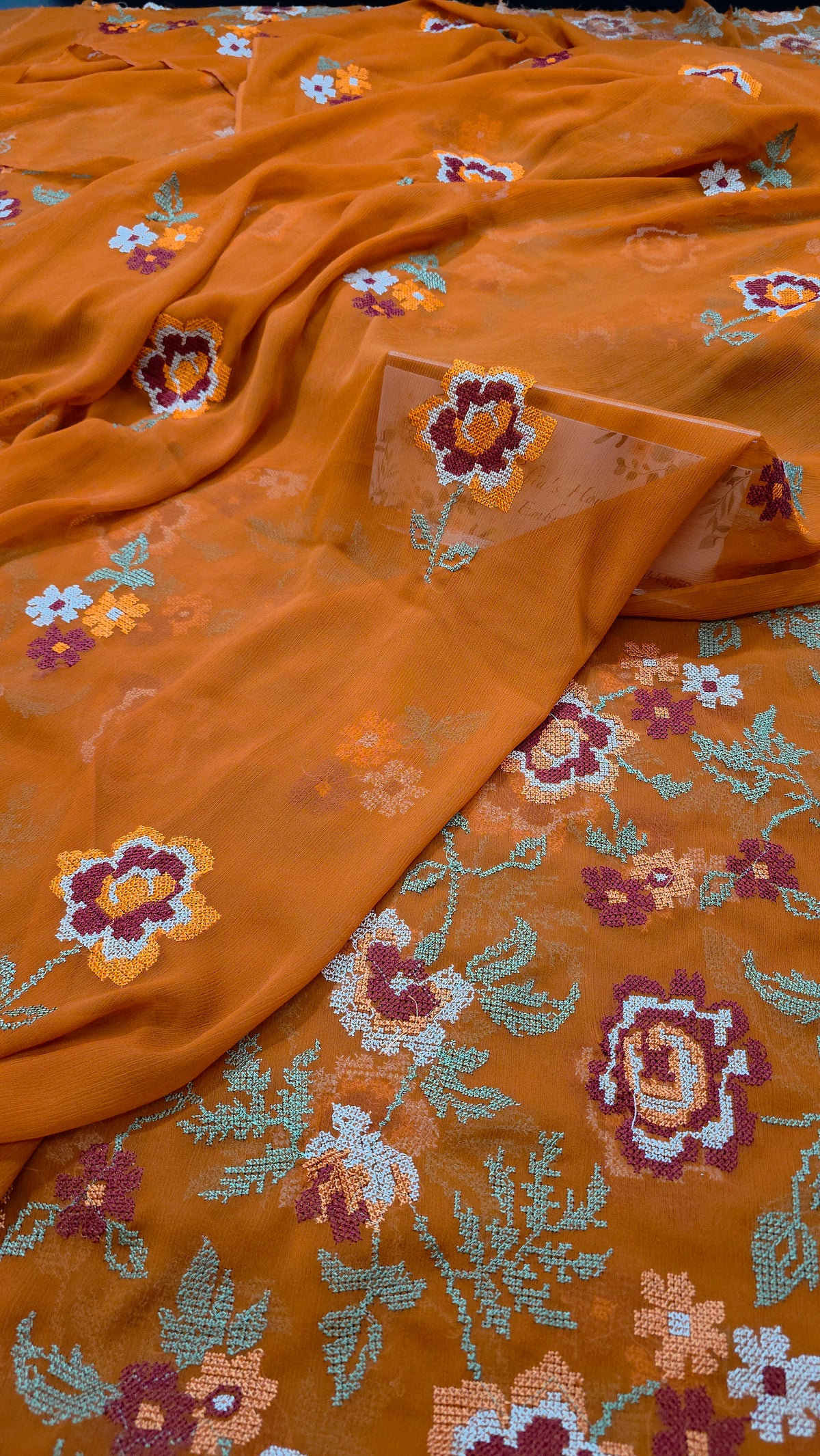 Chiffon allover embroidered shirt and duppatta