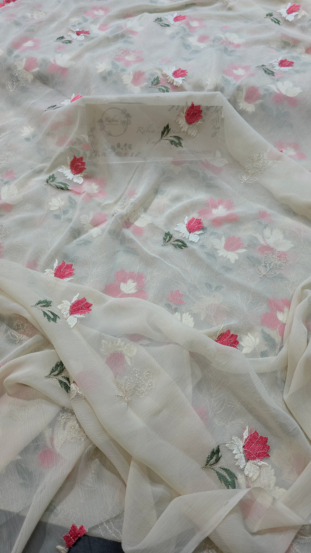 Chiffon allover embroidered shirt and duppatta