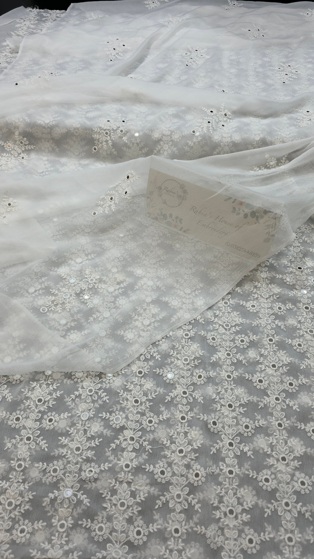 Chiffon allover embroidered shirt and duppatta