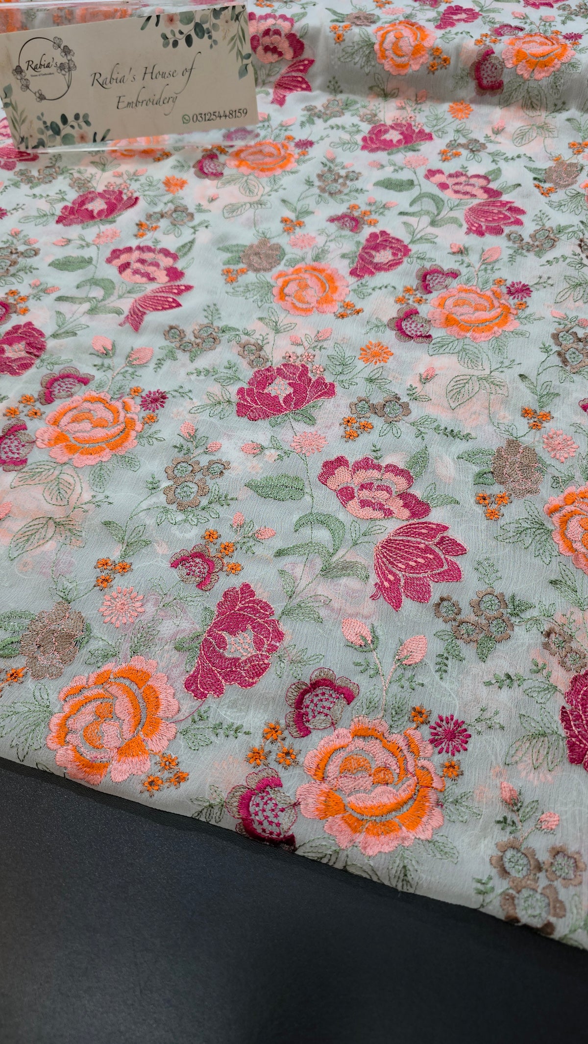 Chiffon allover embroidered shirt and duppatta
