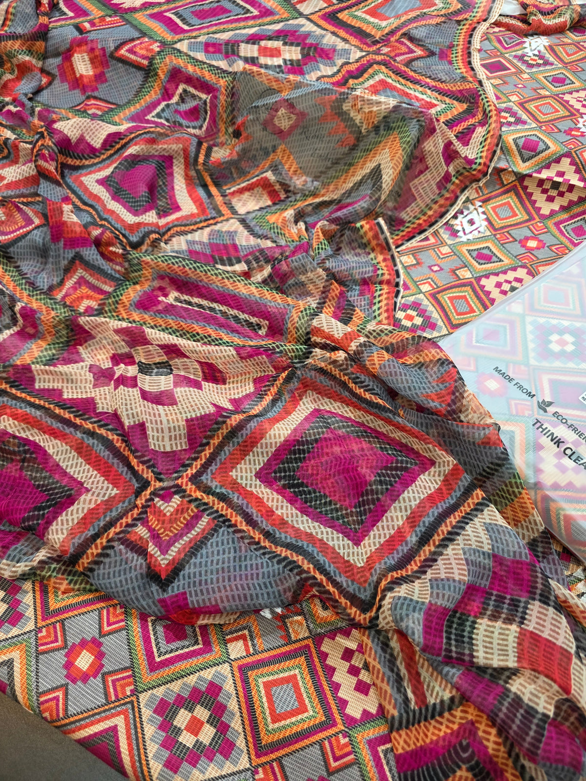Bareeze printed plus embroidered khadder