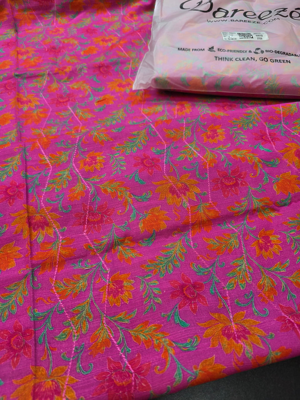 Bareeze printed plus embroidered khadder