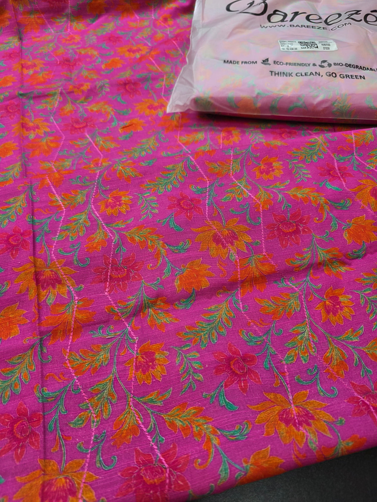 Bareeze printed plus embroidered khadder