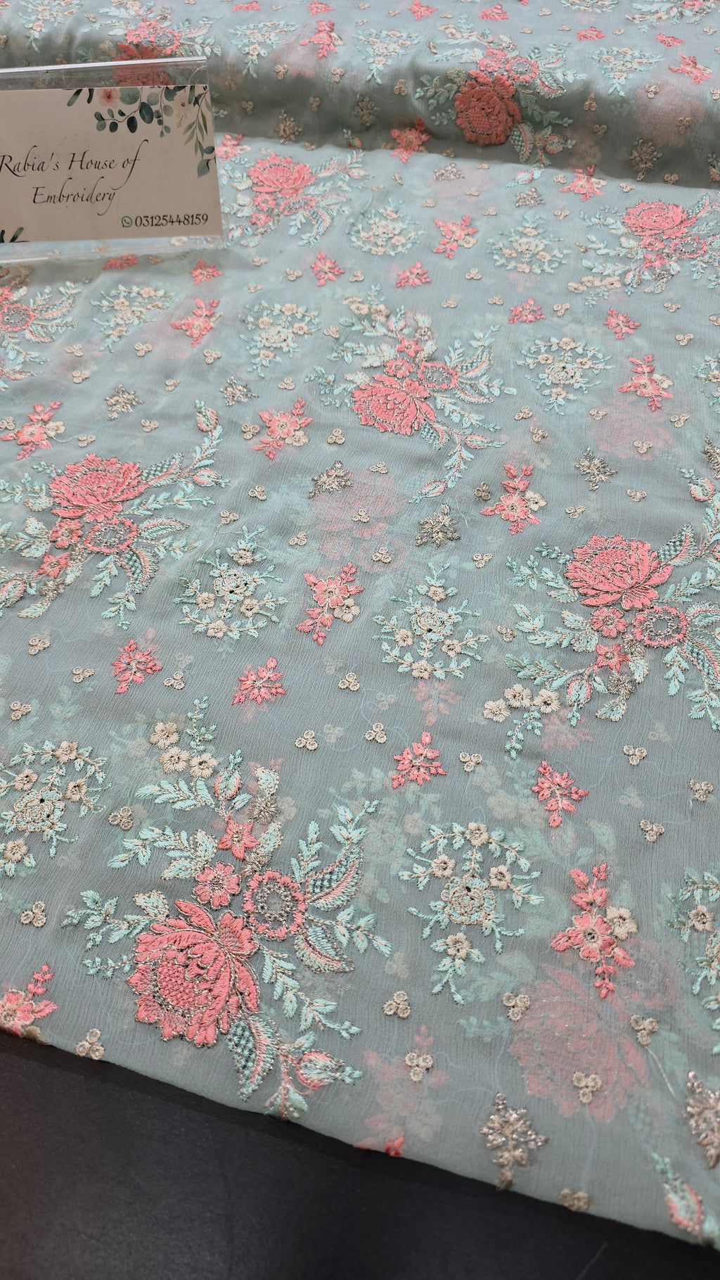 Chiffon allover embroidered shirt and duppatta